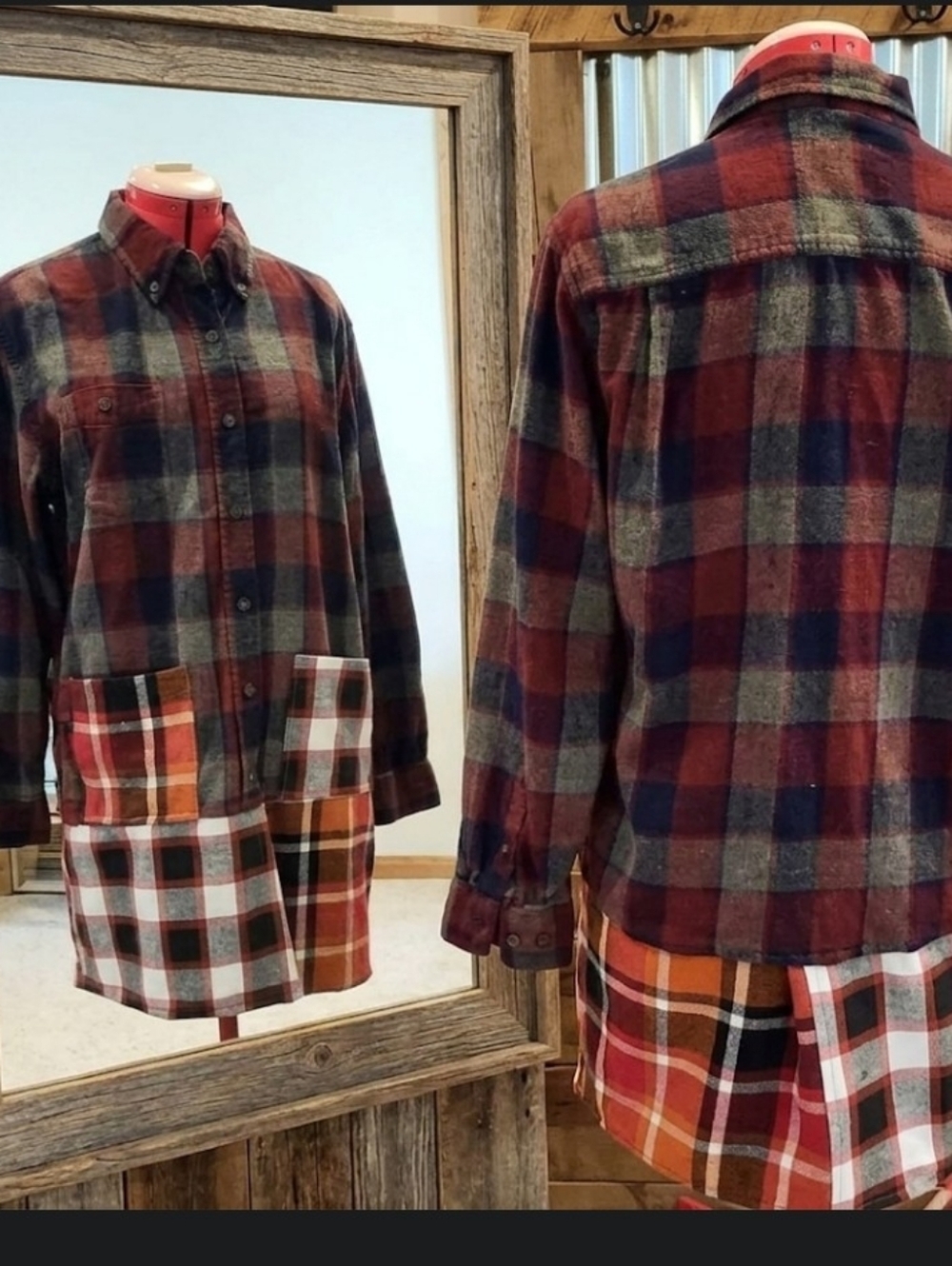 Upcycled Plaid Flannel Duster Shirt Coat M One Of A Kind Long Coat